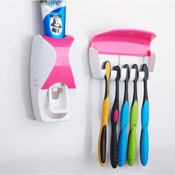 Dozator pentru pasta de dinti si suport de periute diverse culori