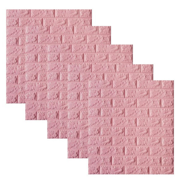 Set 10 x tapet autoadeziv 3d, 77 x 70 cm caramizi roz
