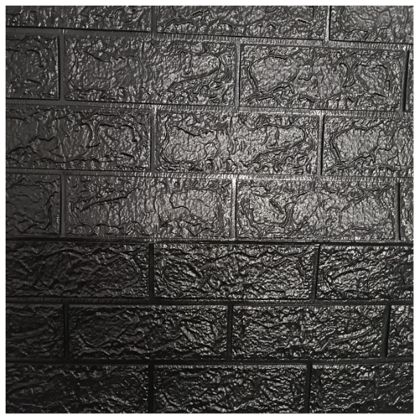 Set 10x placa de tapet adeziv caramida 3d neagra, 77x70 cm