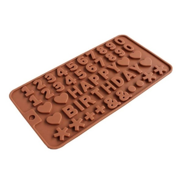 Forma pentru ciocolata din silicon, cifre si happy birthday